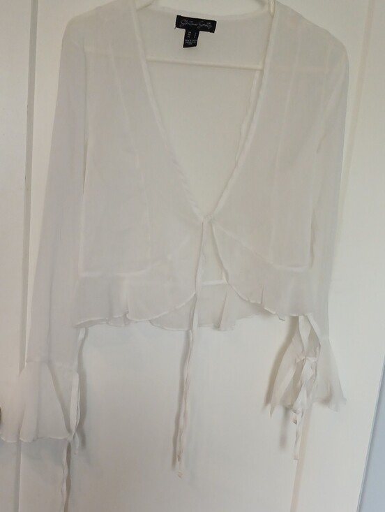 Tops - White Sheer Tie-Front Women’s Top